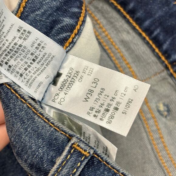 Levis 505 Red Tab Blue Mens 38x30 Regular Straight Stretch‎ Mid Wash Denim Jeans - Picture 4 of 12